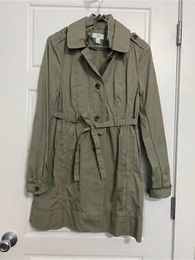 LOFT Olive Green Belted Trench Coat